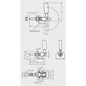 GN843.1-165-ASW-NI Schubstangenspanner mit Befestigungsgewinde Edelstahl