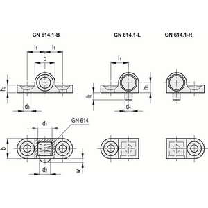 GN.32206-SUPPORTO PER PRESSORI LISCI LEGA DI ZINCO DUE ALETTE DI FISSAGGIO LATERALI GN 614.1-8-B
