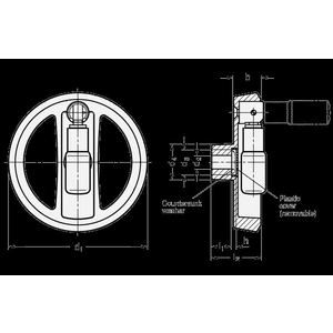 GN924.7-125-B14-R-SW Sicherheits-Umleggriff-Speichenrad, schwarz