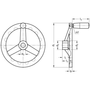 GN949-100-B12-D Handrad mit drehbarem Zylindergriff Edelstahl