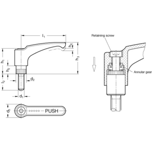 GN604.2-44-M6-16-SG Sicherheitsklemmhebel schwarzgrau Elesa