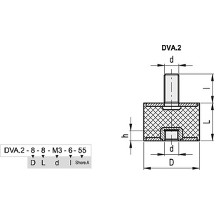 417131 - ANTIVIBRANTE IN GOMMA GOMMA E ACCIAIO O ACCIAIO INOX DVA.2-30-20-M8-20-70