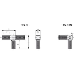 430133 - CONNETTORE PER TUBI QUADRI TECNOPOLIMERO E ACCIAIO TRIDIMENSIONALE A QUATTRO VIE STC.30-3A-4W-R-C9