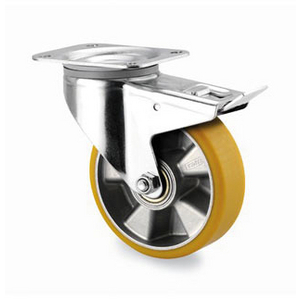 ROULETTE PIV 350KG D.160MM AC BAND POLYU 50MM MOY BILLES+DB