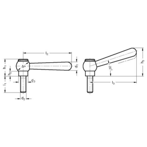 GN99.2-10-M6-63-M Kegelgriff verstellbar mit Schraube gerade