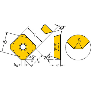 PLAQUETTE FRAISAGE POSIT. 45DEG R245-12 T3 M-PM 530