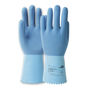 CHEM.SCHUTZHANDSCHUH CAMATEX 451+ 7 Naturlatex, blau, 1,38mm stark, Stulpe