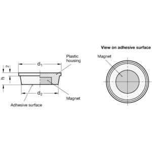 GN53.1-ND-25-WS Orga-Magnet, Kunststoffgehäuse weiss