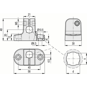 440102 - KIT MORSETTO DI SOSTEGNO TECNOPOLIMERO BASE DI SUPPORTO MSX.56-B-10-12