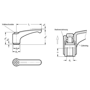 GN604.1-78-M8-SG Klemmhebel Edelstahl schwarzgrau Elesa