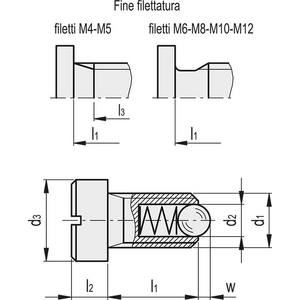GN.33931-PRESSORE A MOLLA A SFERA TESTA TAGLIO A CACCIAVITE ACCIAIO INOX GN 815-M6-NI