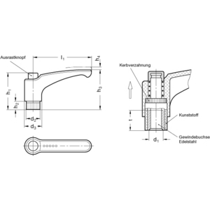 GN603.1-78-M10-DOR Klemmhebel verstellbar mit Edelstahl-Innenteil