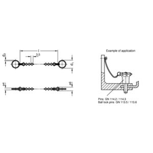 GN111-500-30 Kugelkette mit 2 Schlüsselringen