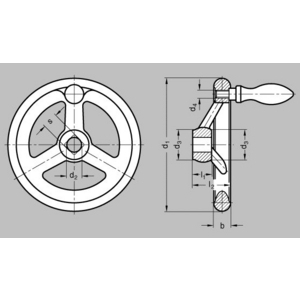 ELESA+GANTER SPAAKHANDWIEL DIN 950-GG-100-V9-F