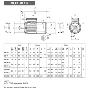 8F16020005-MOTORE BN 71B 4 AUTOFRENANTE KW 0,37 4P B14 IEC71B 3PH 230/400V 50HZ IP54 CLF IE1 BN FD 5 NB 230
