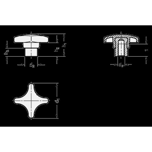 GN6335.2-50-M10-E-NI Kreuzgriff mit Edelstahl-Buchse Thermoplast