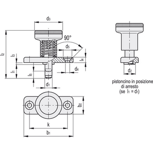 GN.35094-PISTONCINO DI POSIZ. A MOLLA CON FLANGIA ARRESTO IN POSIZ. RETRATTA LEGA DI ZINCO GN 608.1-8-18