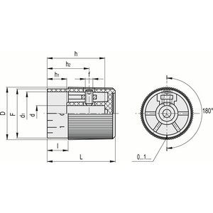 31221 - MANOPOLA DI REGOLAZIONE ZIGRINATA TECNOPOLIMERO CON GRADUAZIONE IZP.35 N-10+GS-10/20