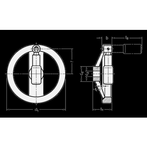 GN322.3-125-K12-R Umleggriff-Handrad mit Griff GN 798.3
