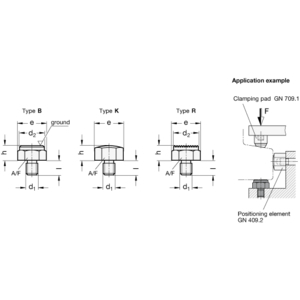 GN409.1-15-M16-R Positionierelement mit Schraube Riffelfläche