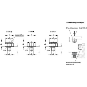 GN409.1-15-M16-R Positionierelement mit Schraube Riffelfläche