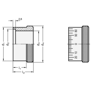 GN264-60-MCRS Teilring mit Standard-Skala mattverchromt