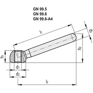 GN.20511-MANIGLIA A LEVA ACCIAIO ZINCATO GN 99.5-80-M10