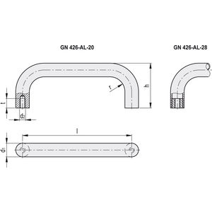 GN.26855-MANIGLIA A PONTE ALLUMINIO GN 426-AL-28-400-SW