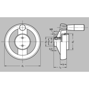 GN522.8-200-B16-A Speichenhandrad für Stellungsanzeige Elesa