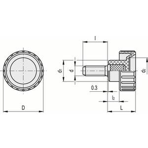 106542 - MANOPOLA SCANALATA TECNOPOLIMERO PRIGIONIERO FILETTATO IN ACCIAIO INOX BT.20-SST-P-M5X16