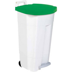 POUBELLE MOBILE BOOGY BASIC 90L A PEDALE PLASTIQUE BLANC