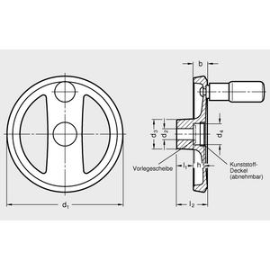 GN924-200-B18-R-SR Speichenhandrad silber matt KU-beschichtet mit Griff