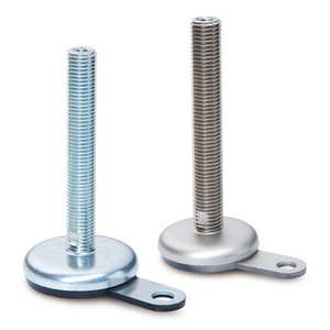 407034-PIEDINO DI LIV. PER FISSAGGIO A TERRA BASE E STELO IN ACCIAIO O ACCIAIO INOX STELO FIL. LMR.F-100-AS-M16X100