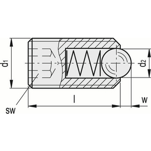 GN.33441-PRESSORE A MOLLA A SFERA ACCIAIO MOLLA A PRESSIONE NORMALE GN 615.3-M10-K