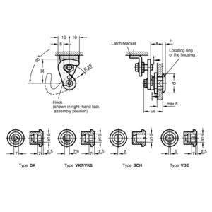 GN115.8-VK8-18-H1-SW-1 Haken-Verriegelung mit Vierkant