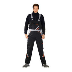 2431052 Visline Latzhose schwarz/orange/schiefer Gr. 52