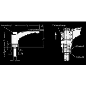 GN603.1-30-M6-25-DSG Verstellbarer Klemmhebel mit Edelstahl-Innenteil
