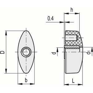 8558 - CHIAVETTA DI SERRAGGIO TECNOPOLIMERO BOCCOLA IN OTTONE FORO PASSANTE FILETTATO CT.476/56 FP-M10