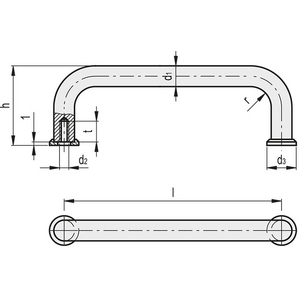 GN.26651-MANIGLIA A PONTE ACCIAIO ACCIAIO INOX ALLUMINIO ALLUMINIO GN 425-AL-8-88-EL