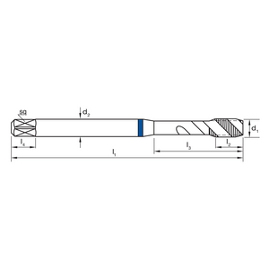 TARAUD M2,5X0,45 6HX SPIRAL T205 R50 VA DIN371 C PM-V3 TICN