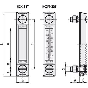 11363 - INDICATORE DI LIVELLO TECNOPOLIMERO TRASPARENTE VITI ACCIAIO INOX AISI 303 GUARNIZIONE FKM HCX.254-SST-M12