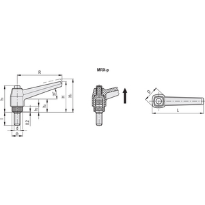 142191 - MANIGLIA A RIPRESA TECNOPOLIMERO PRIGIONIERO FILETTATO IN ACCIAIO ZINCATO MRX.80 P-M8X50