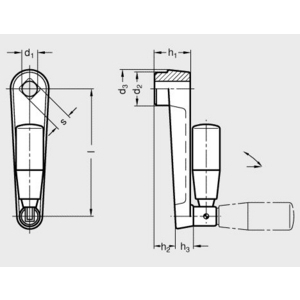 GN471.3-160-K17 Handkurbel mit Umleggriff und Nut