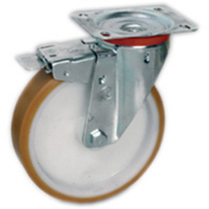 RUOTA 66 125X30 POLIURETANO TR NUCLEO POLIAMMIDE SUPP. ROTANTE PIASTRA NL FRENO ANTERIORE 666603