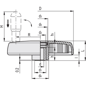 72871-R - VOLANTINO A DISCO TECNOPOLIMERO IMPUGNATURA RIBALTABILE DI SICUREZZA VDS.200+IRS-A20 FOLD-O-MATIC
