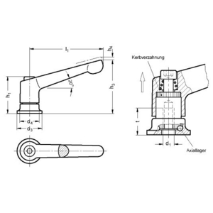 GN300.4-78-M8-OS Klemmhebel verstellbar mit Spannkraftverstellbarer