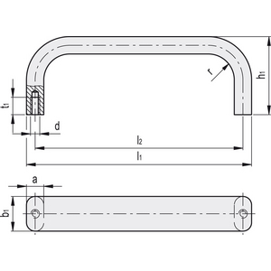 GN.27531-MANIGLIA A PONTE ALLUMINIO FORI CIECHI FILETTATI PER MONTAGGIO POSTERIORE GN 668-20-170-A-BL