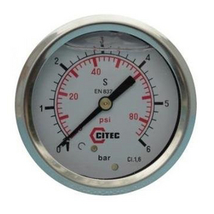 MANO BOITIER INOX 63MM BAIN 1/4 LB ARRIERE CENTRE 0/25 BARS/PSI