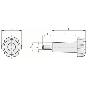 182232 - VOLANTINO DI SERRAGGIO A LOBI TECNOPOLIMERO PRIGIONIERO FILETTATO IN ACCIAIO ZINCATO VTL.50/80 P-M10X20-C2