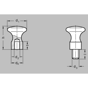 GN75-16-M5-D Knopf flach